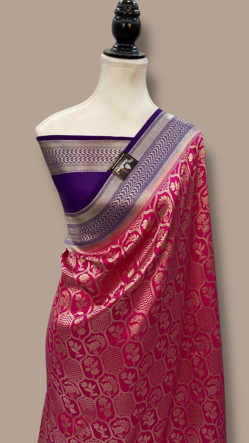 Pure Satan Silk Banarasi Handloom Saree - All Over Jaal  Work - The Handlooms