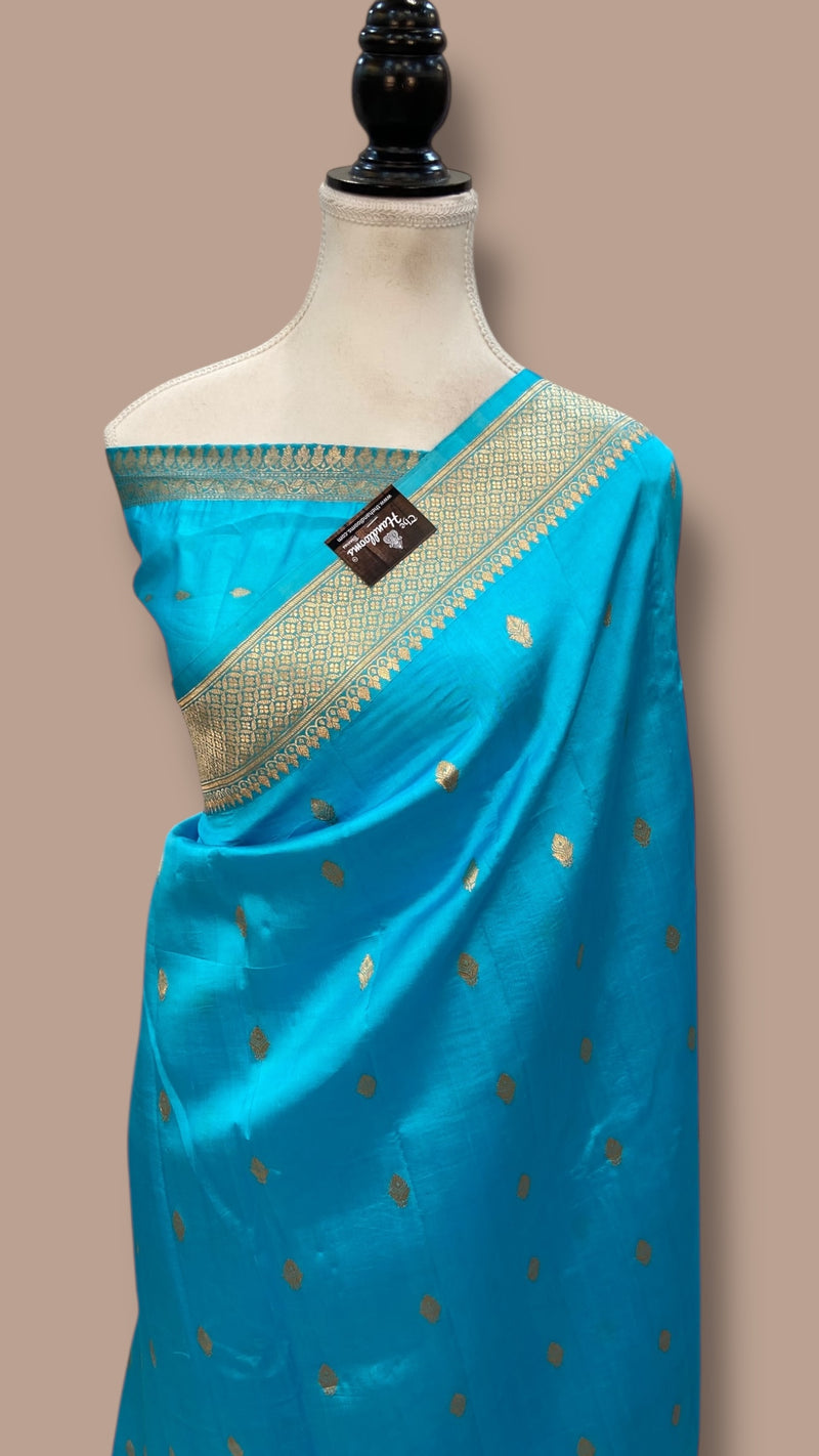 Pure Katan Silk Banarasi Handloom Saree - All over Kadua motifs - The Handlooms