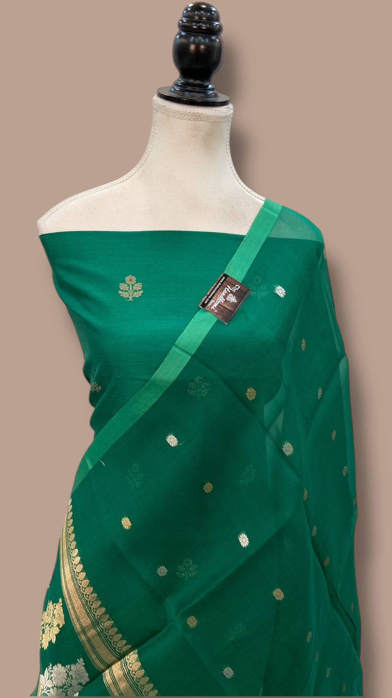 Pure Silk Handloom Banarasi Dress Material Kadua Boota With Kora Dupatta - The Handlooms
