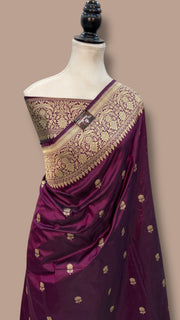 Pure Katan Silk Banarasi Handloom Saree - All Over Kadua Motifs - The Handlooms