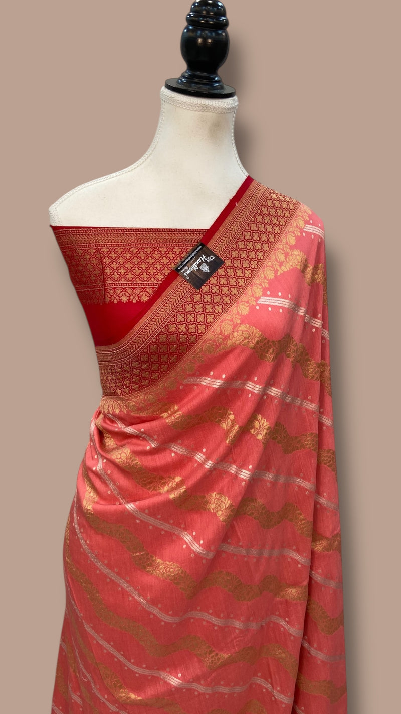 Moonga Georgette Handloom Banarasi Saree - The Handlooms