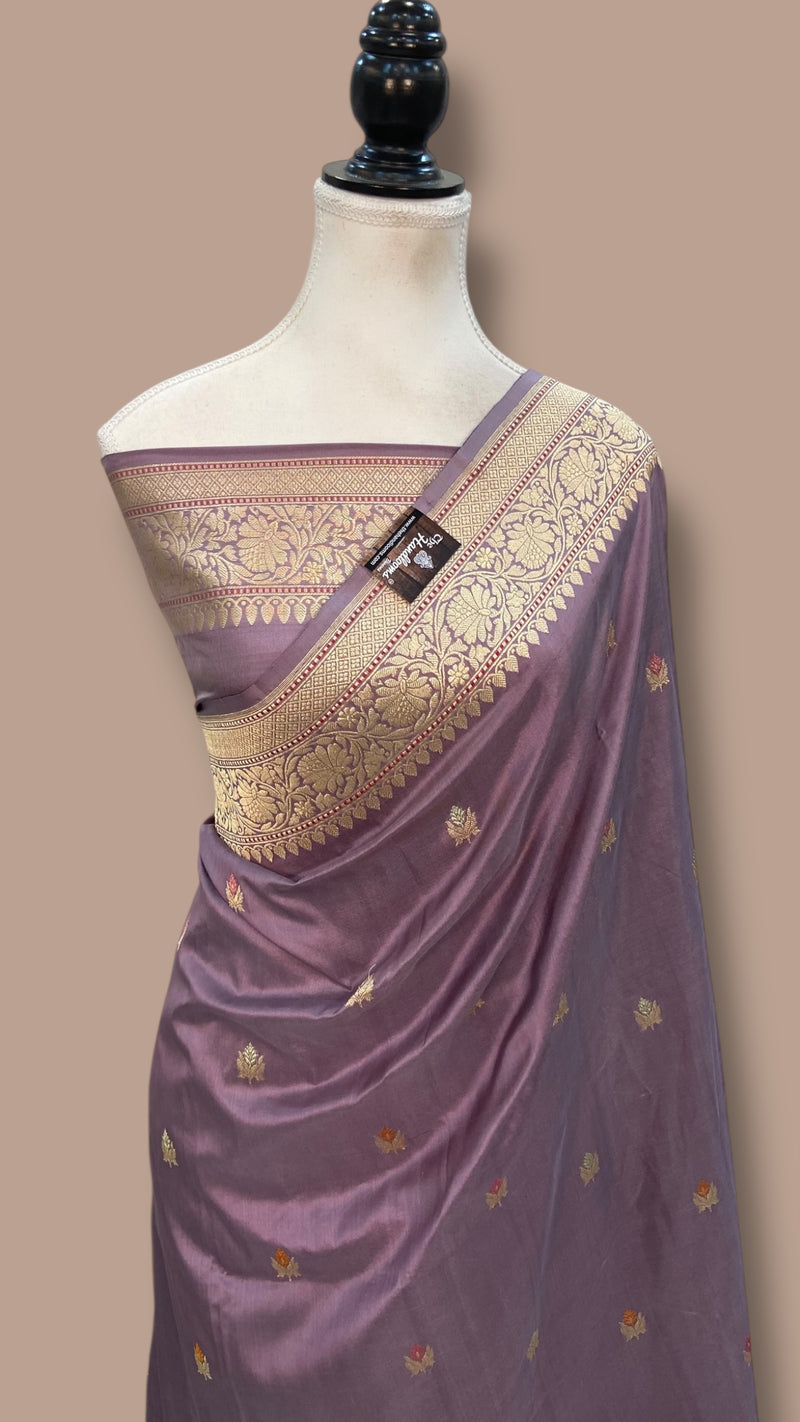 Pure Katan Silk Banarasi Handloom Saree - All over Kadua motifs With Meenakari - The Handlooms