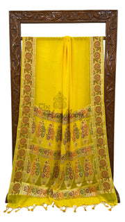 Yellow Pure Chiffon Khaddi Banarasi Saree - The Handlooms