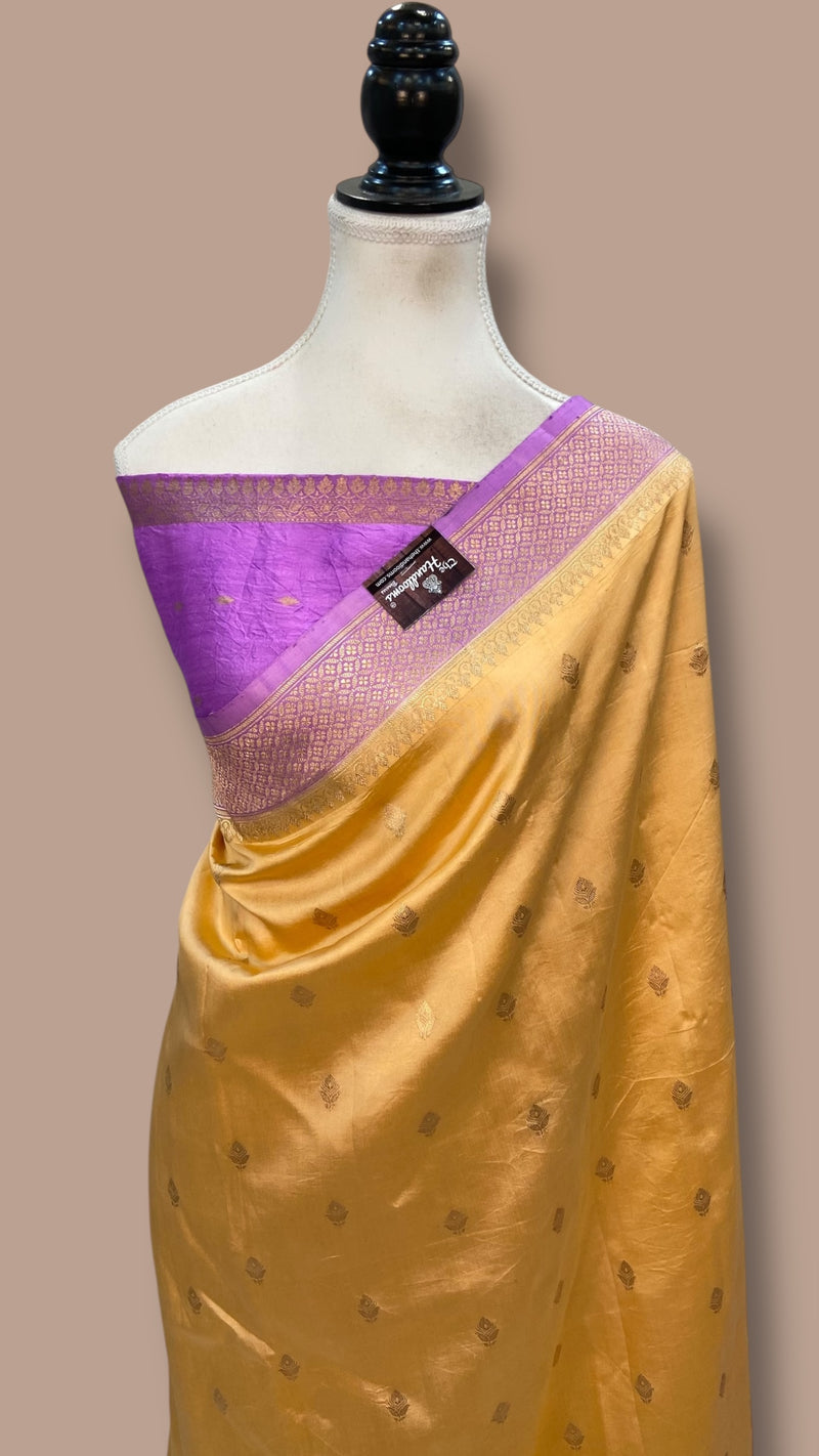 Pure Katan Silk Banarasi Handloom Saree - All over Kadua motifs - The Handlooms