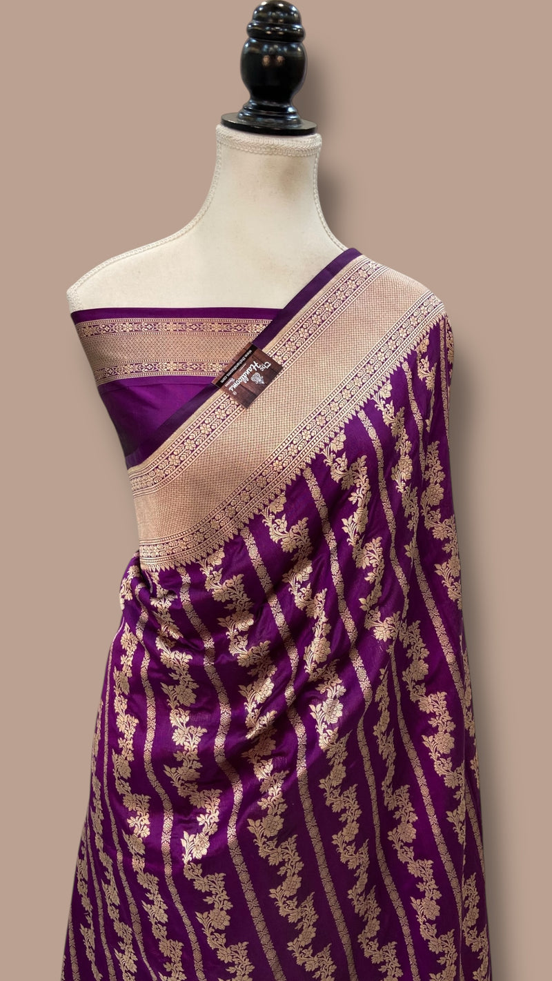 Pure Katan Silk Banarasi Handloom Saree - All over jaal work - The Handlooms