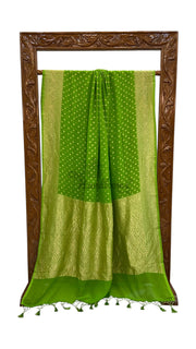 Pure Khaddi Georgette Handloom Banarasi Saree - Gold Zari - The Handlooms