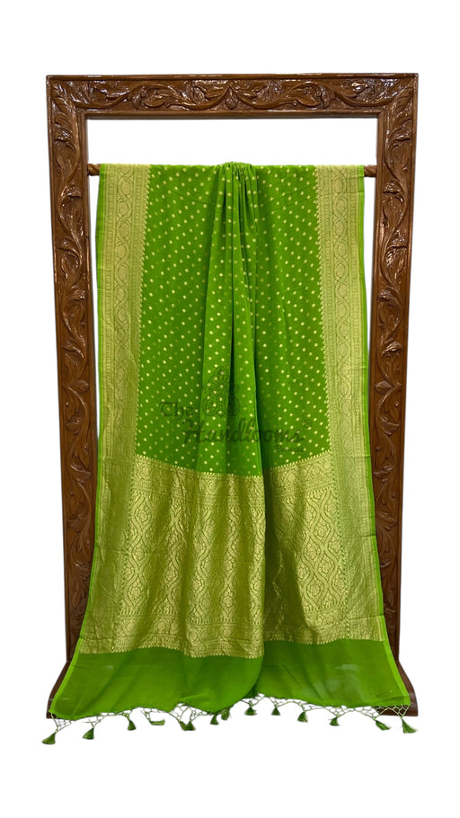 Pure Khaddi Georgette Handloom Banarasi Saree - Gold Zari - The Handlooms