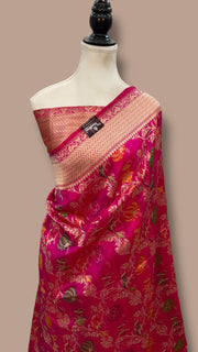 Pure Katan Silk Banarasi Handloom Saree - All Over Jaal Work - With Meenakari - The Handlooms
