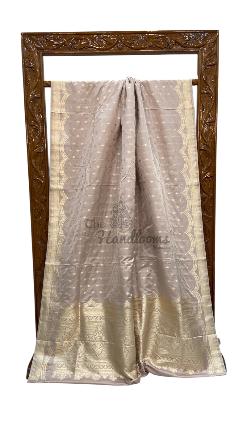 Pure Satan Silk Banarasi Handloom Saree - All over Motifs Work - The Handlooms