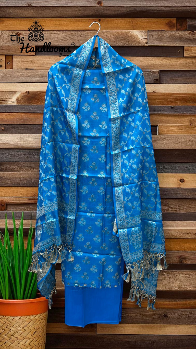 Pure Butter Crepe Banarasi 3-Piece Suit Set - The Handlooms