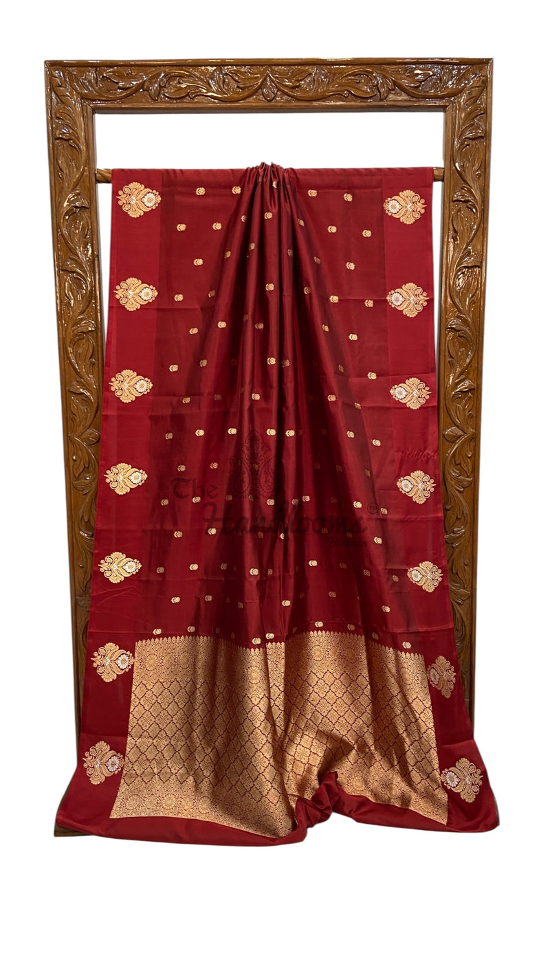 Pure Katan Silk Banarasi Handloom Saree - All over Kadua motifs - The Handlooms