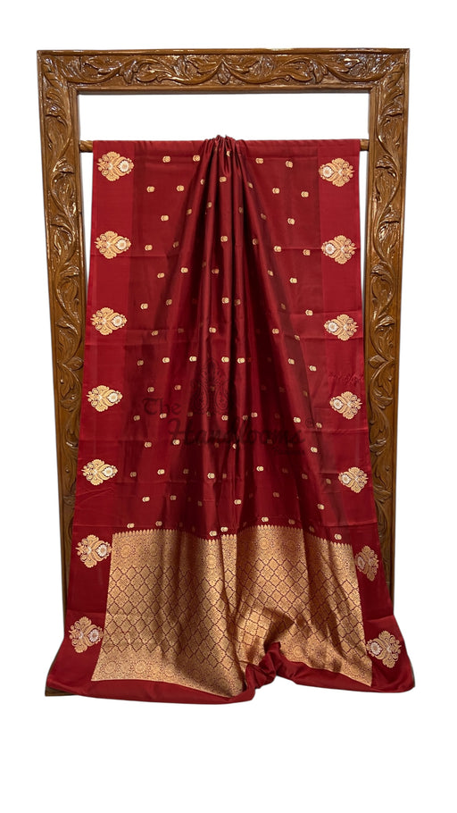 Pure Katan Silk Banarasi Handloom Saree - All over Kadua motifs - The Handlooms