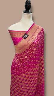 Pure Georgette Banarasi Bandhej Handloom Saree - The Handlooms