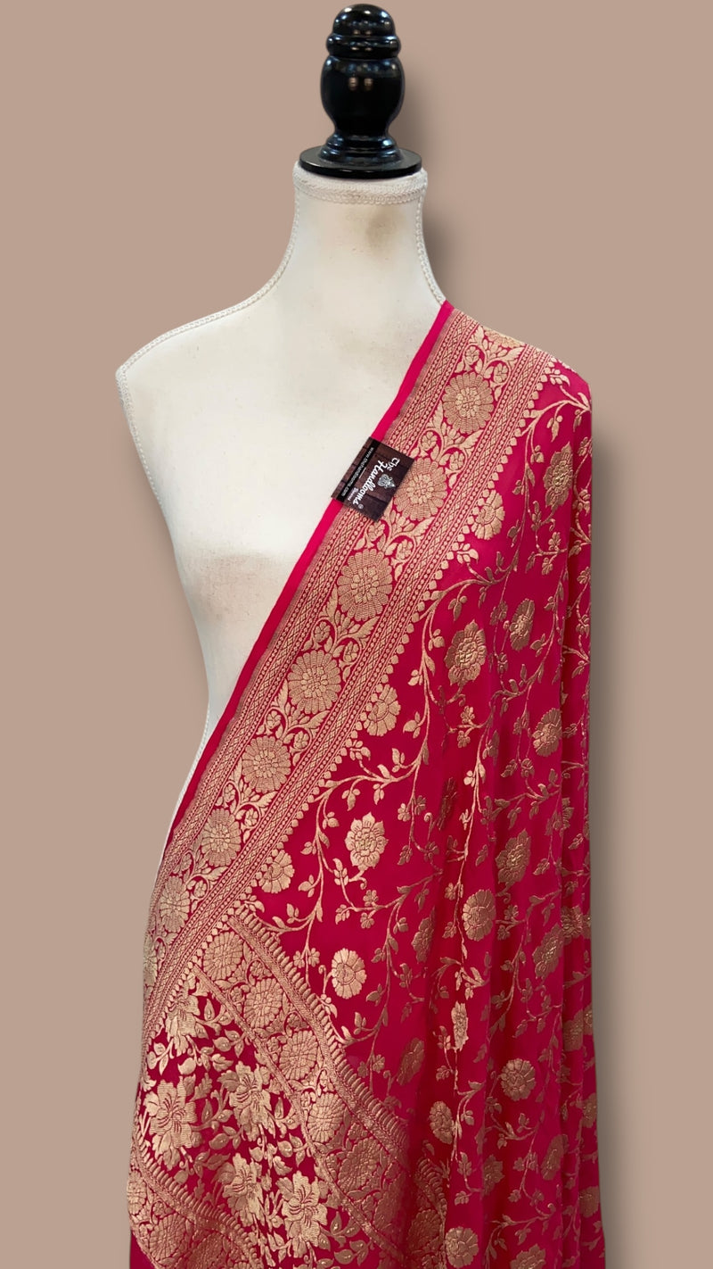 Pure Khaddi Georgette Dupatta - water zari - The Handlooms