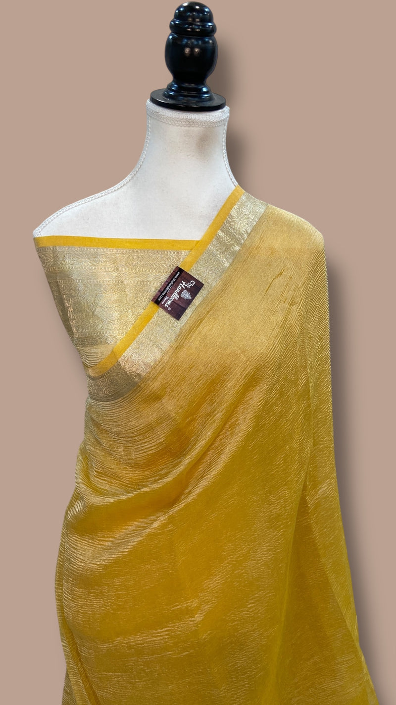 Pure Kora Tissue Crush Handloom Banarasi Saree - The Handlooms