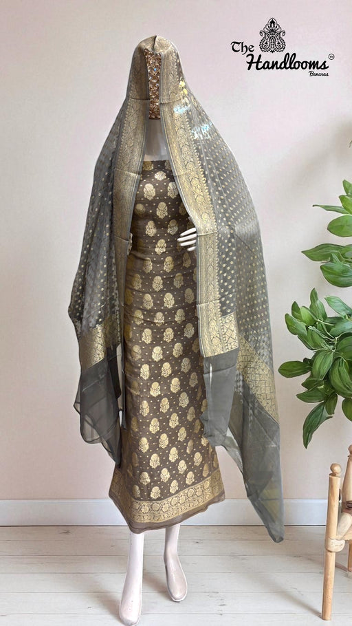 Tissue Khaddi Georgette Banarasi Dress material - The Handlooms