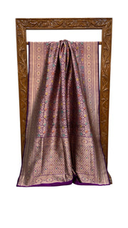 Regal Pure Katan Silk Banarasi Saree – Handwoven Tanchui Brocade with Meenakari Work - The Handlooms