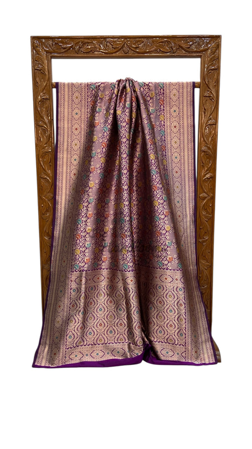 Regal Pure Katan Silk Banarasi Saree – Handwoven Tanchui Brocade with Meenakari Work - The Handlooms