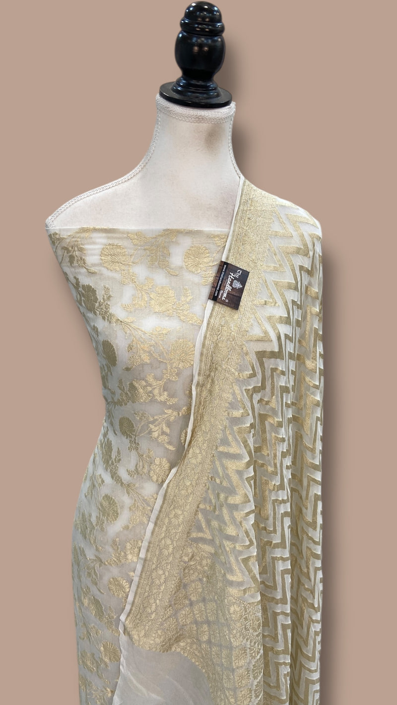 Khaddi Georgette Banarasi Dress material Water Zari - The Handlooms