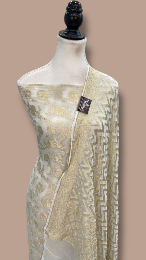 Khaddi Georgette Banarasi Dress material Water Zari - The Handlooms