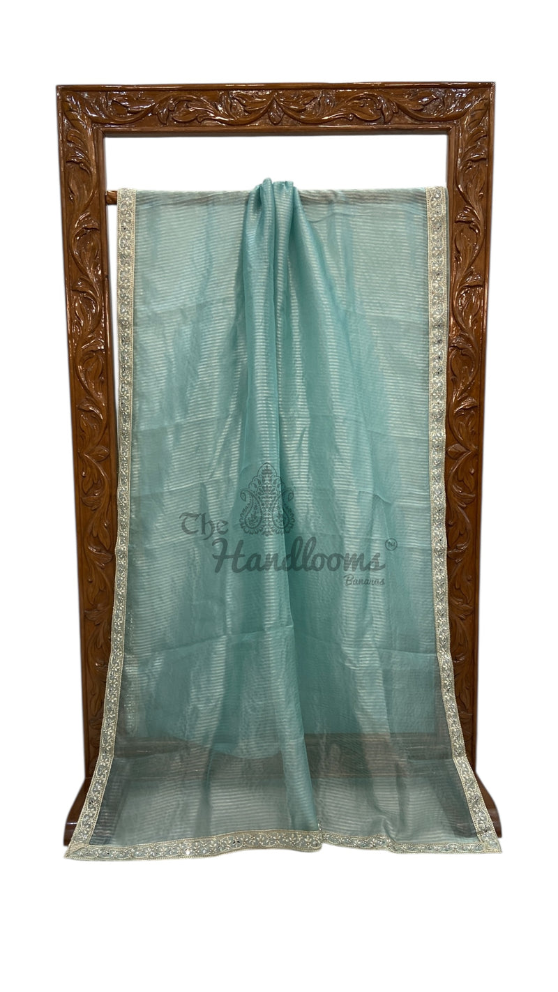 Pure Kora Tissue Handloom Banarasi Saree With Lace