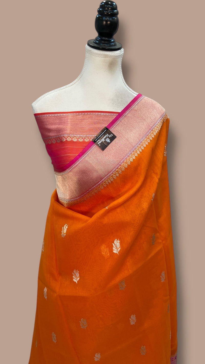 Pure Kora Handloom Banarasi All Over Kadua Motifs Saree
