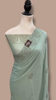 Pure Georgette Handloom Banarasi Saree with Siroski Stone Work - The Handlooms