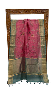 Pure Organza Handloom Banarasi Saree - Digital Print - The Handlooms