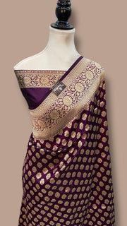 Pure Katan Silk Banarasi Handloom Saree - All Over Jaal Work - The Handlooms