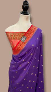 Moonga Georgette Handloom Banarasi Saree - The Handlooms