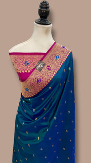 Pure Katan Silk Banarasi Handloom Saree - All Over Kadua Motifs - The Handlooms