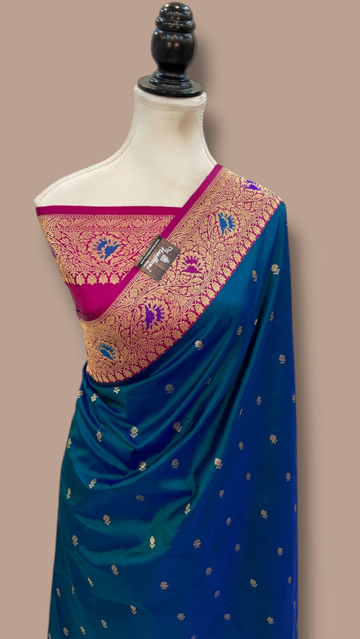 Pure Katan Silk Banarasi Handloom Saree - All Over Kadua Motifs - The Handlooms