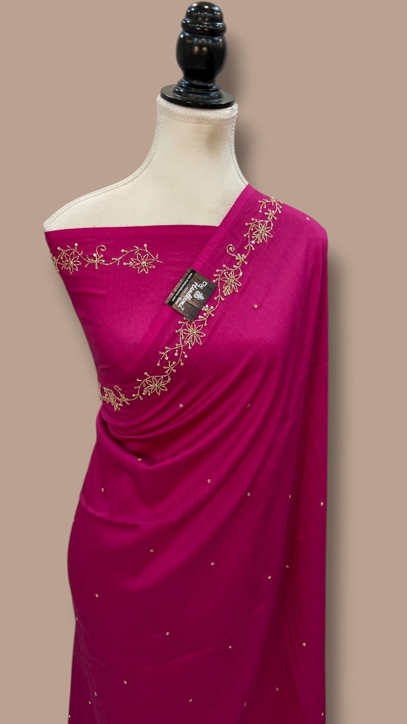 Pure Moonga Georgette Handloom Banarasi Saree With Handwork - The Handlooms