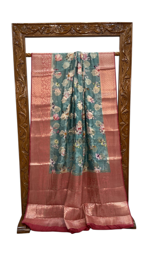 Pure Chiniya Silk Handloom Banarasi Saree Digital Print - The Handlooms