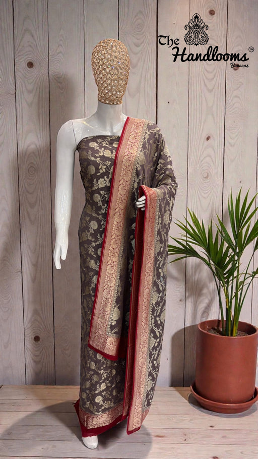 Khaddi Georgette Banarasi Dress material Water Zari - The Handlooms