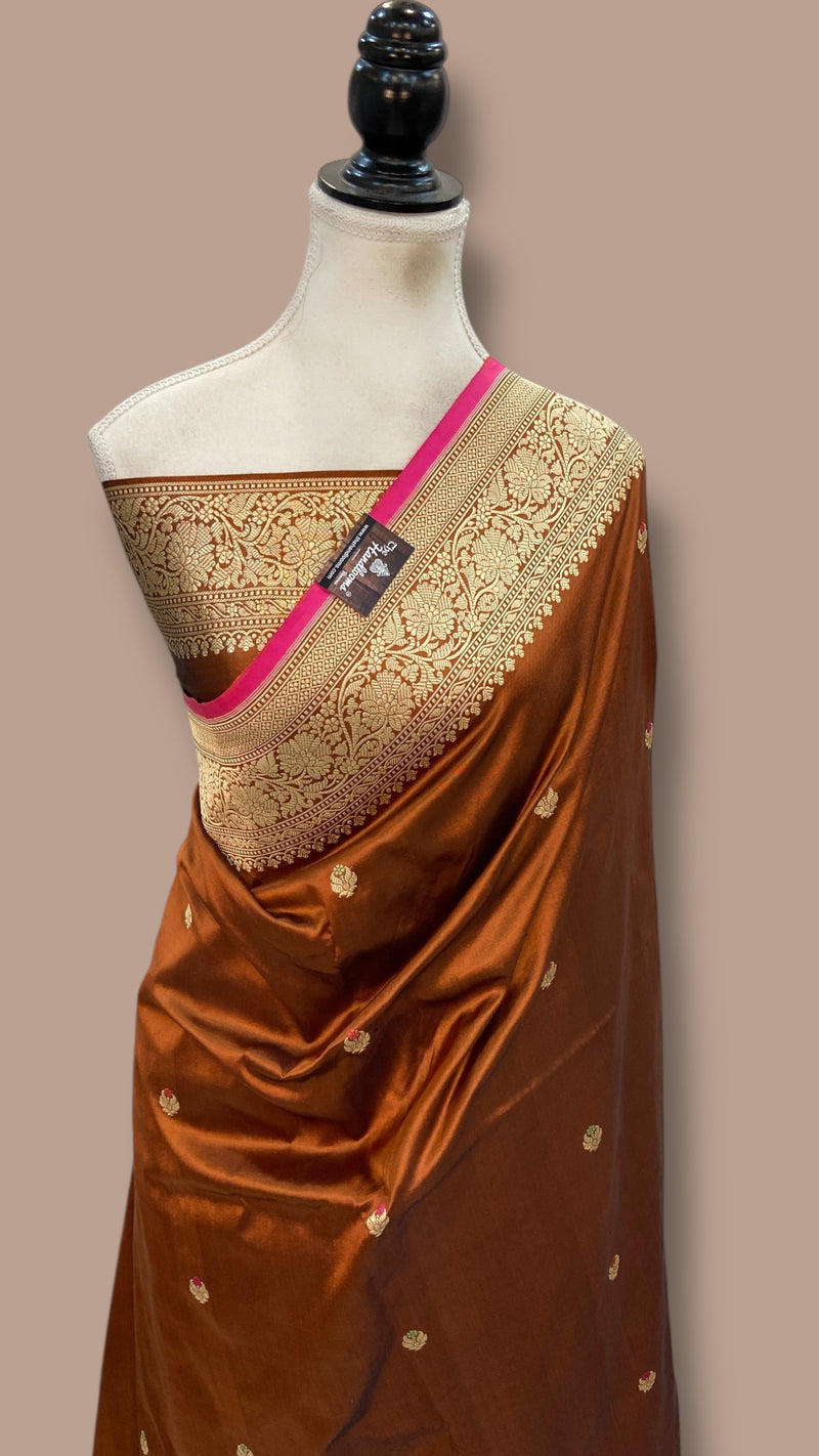 Pure Katan Silk Banarasi Handloom Saree - All Over Kadua Motifs