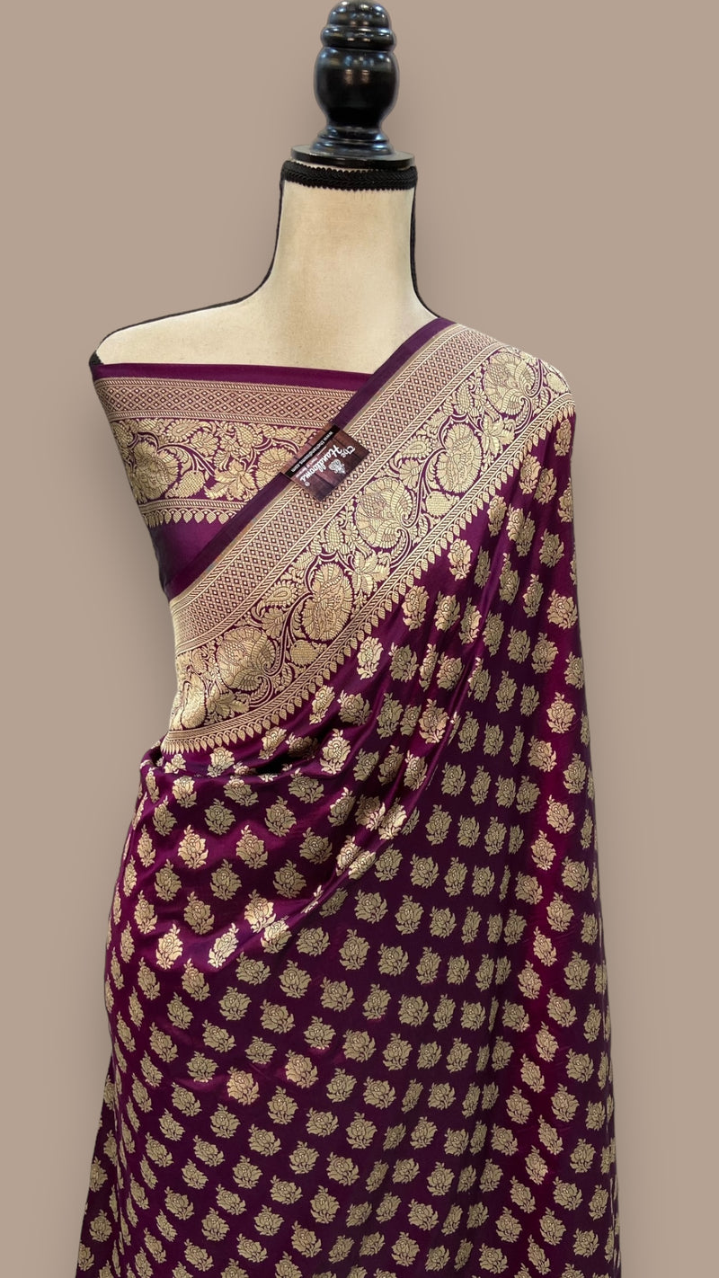 Pure Katan Silk Banarasi Handloom Saree - All Over Jaal Work - The Handlooms