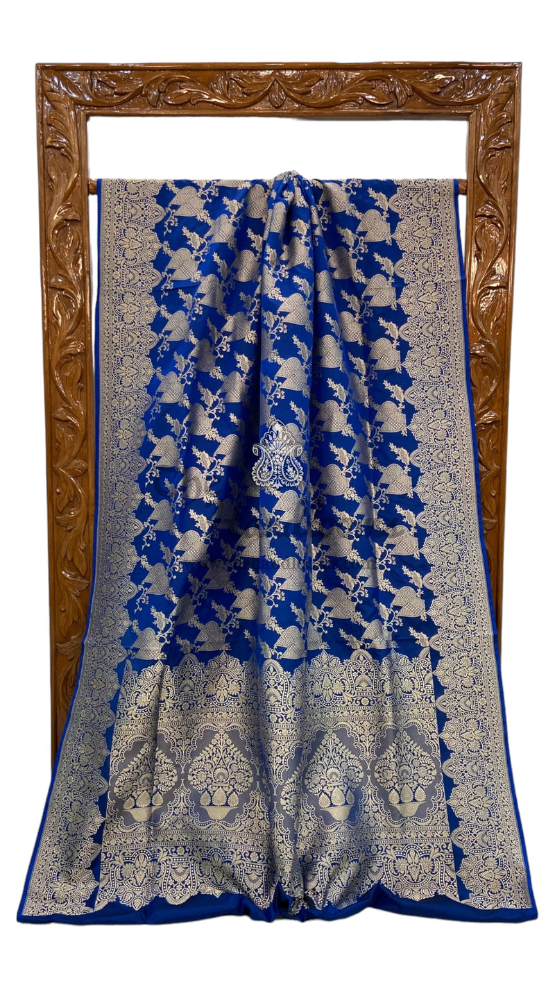 Pure Katan Silk Banarasi Handloom Saree - All Over Jaal Work - The Handlooms