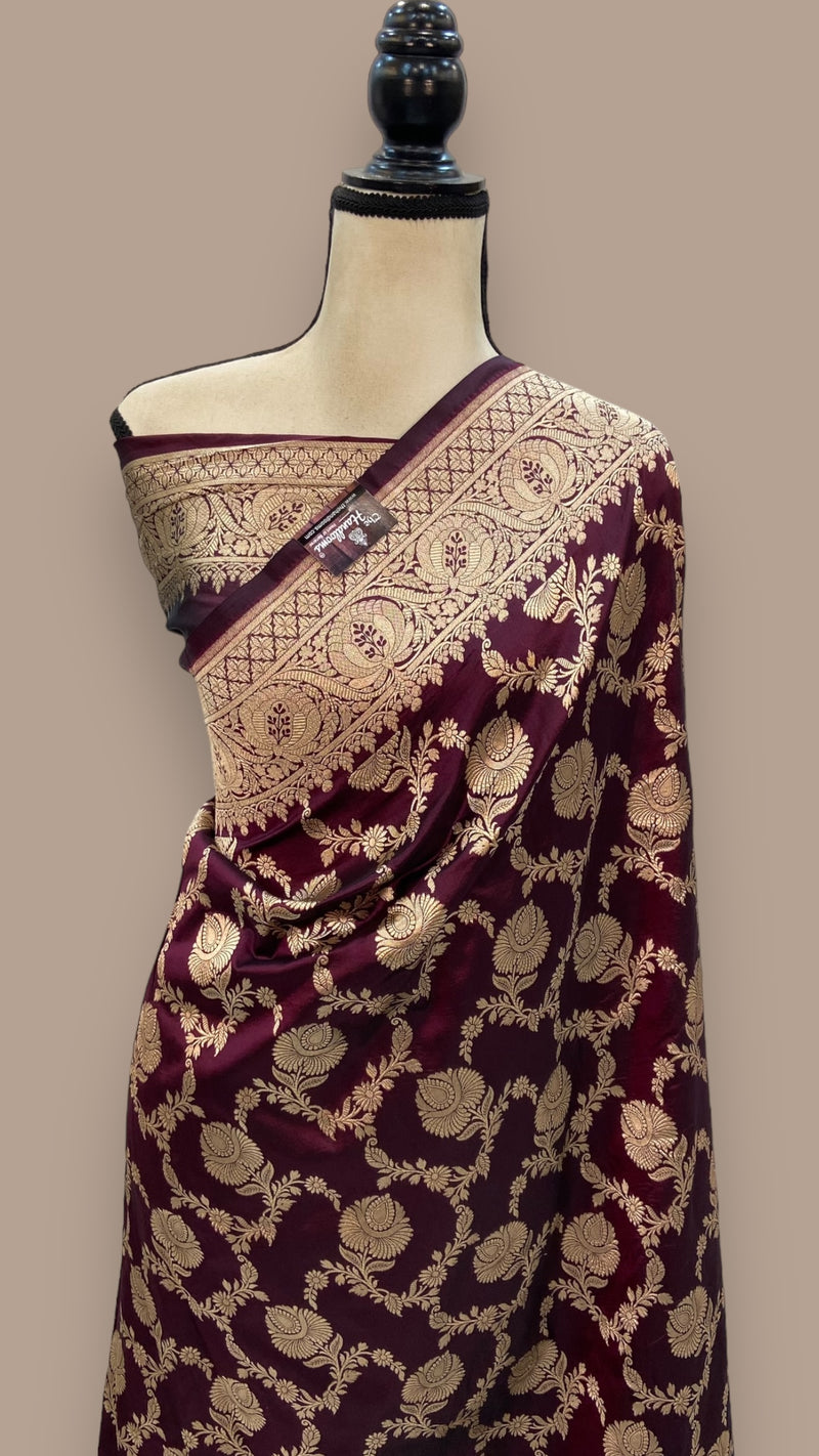 Pure Katan Silk Banarasi Handloom Saree - All over Jaal work - The Handlooms