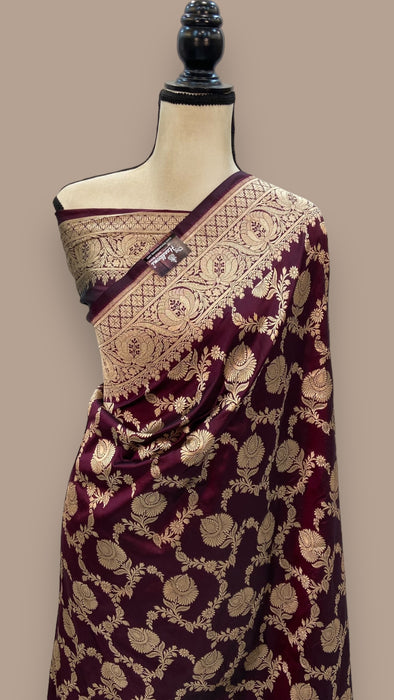 Pure Katan Silk Banarasi Handloom Saree - All over Jaal work