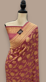 Khaddi Georgette Banarasi Saree - Gold zari - The Handlooms