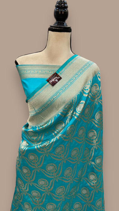 Pure Katan Silk Banarasi Handloom Saree - All over Sona Roopa Jaal work