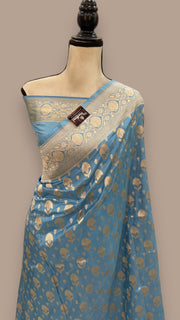 Pure Katan Silk Banarasi Handloom Saree - All over Jaal work - The Handlooms