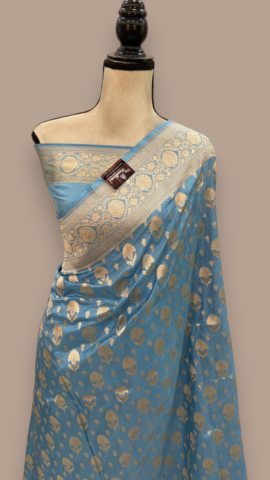 Pure Katan Silk Banarasi Handloom Saree - All over Jaal work