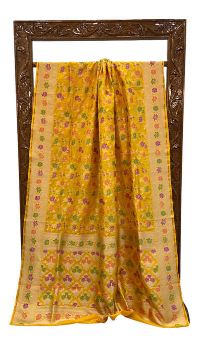 Pure Katan Silk Banarasi Handloom Saree - All over Jaal work - With Meenakari