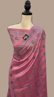 Pink Pure Chanderi Handloom Banarasi Saree - The Handlooms