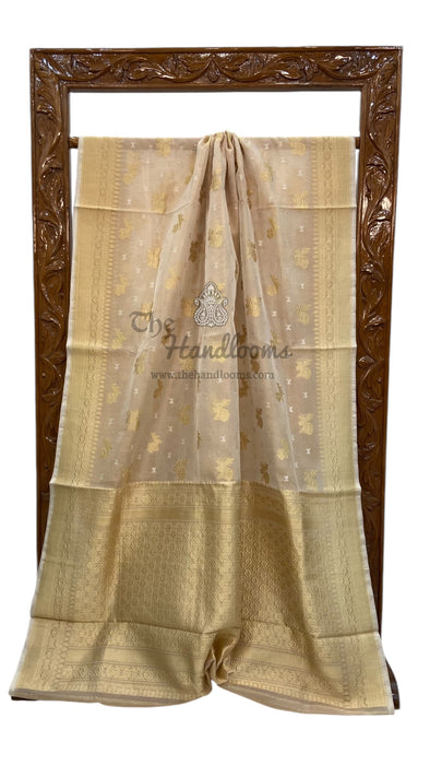 Pure Kora Tissue Handloom Banarasi Saree All over Sona Roopa Kadua Work