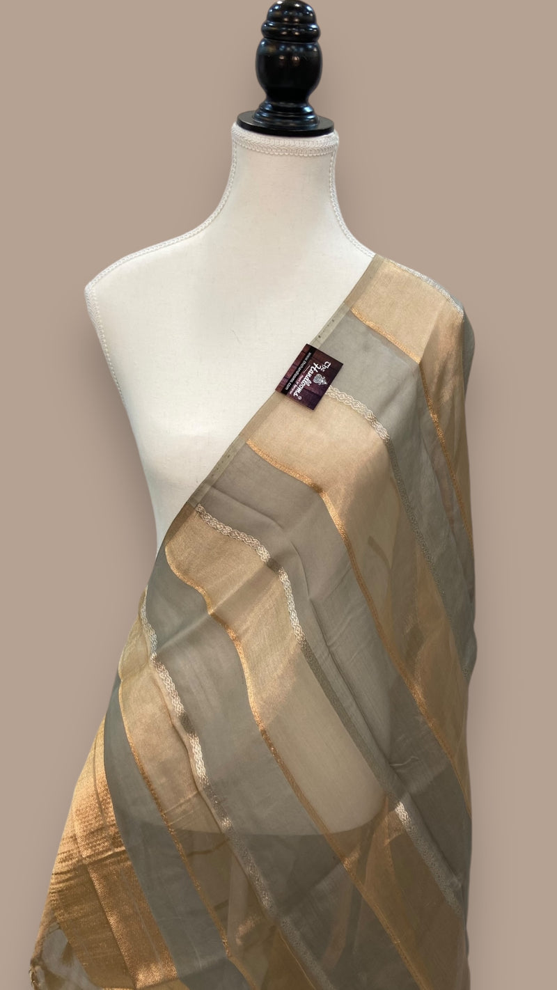 Pure kora Tissue Banarasi Brocade Handloom Dupatta - The Handlooms