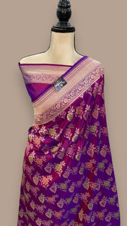 Pure Katan Silk Banarasi Handloom Saree - All over Jaal work - With Meenakari - The Handlooms