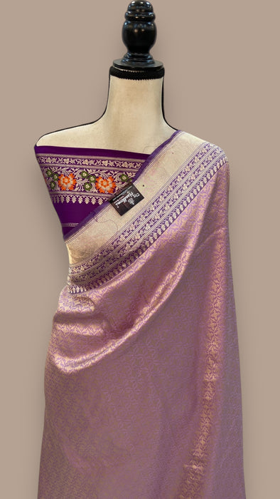 Pure Katan Silk Banarasi Handloom Saree - Tanchui Brocade With Meenakari